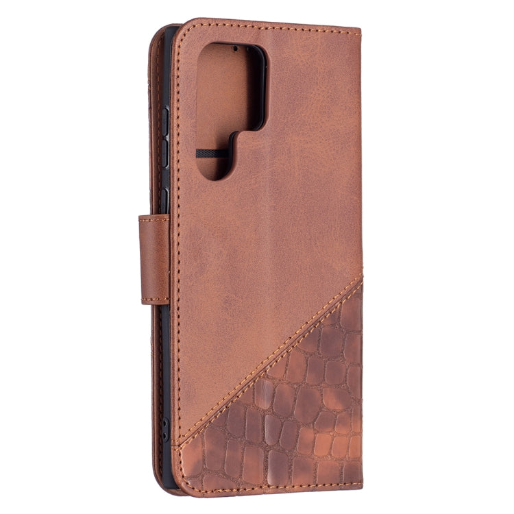 For Samsung Galaxy S22 Ultra 5G Matching Color Crocodile Texture Leather Phone Case with Holder & Card Slots & Wallet