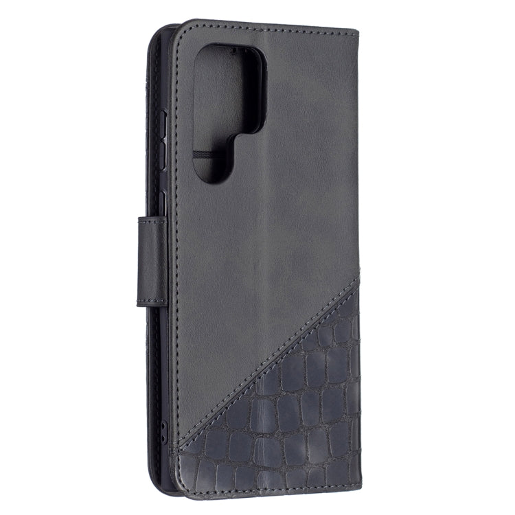 For Samsung Galaxy S22 Ultra 5G Matching Color Crocodile Texture Leather Phone Case with Holder & Card Slots & Wallet