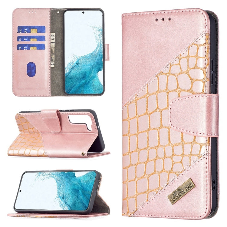 For Samsung Galaxy S22+ 5G Matching Color Crocodile Texture Leather Phone Case with Holder & Card Slots & Wallet