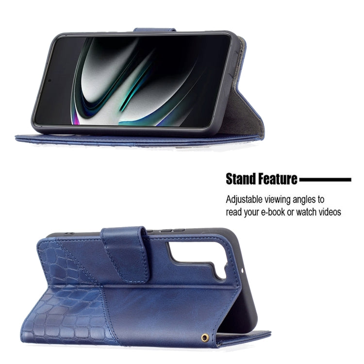 For Samsung Galaxy S22+ 5G Matching Color Crocodile Texture Leather Phone Case with Holder & Card Slots & Wallet