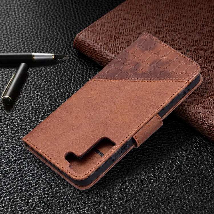 For Samsung Galaxy S22+ 5G Matching Color Crocodile Texture Leather Phone Case with Holder & Card Slots & Wallet