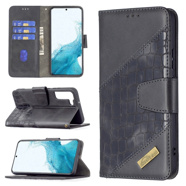 For Samsung Galaxy S22+ 5G Matching Color Crocodile Texture Leather Phone Case with Holder & Card Slots & Wallet