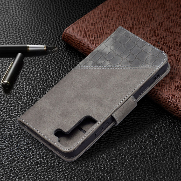 For Samsung Galaxy S22 5G Matching Color Crocodile Texture Leather Phone Case with Holder & Card Slots & Wallet
