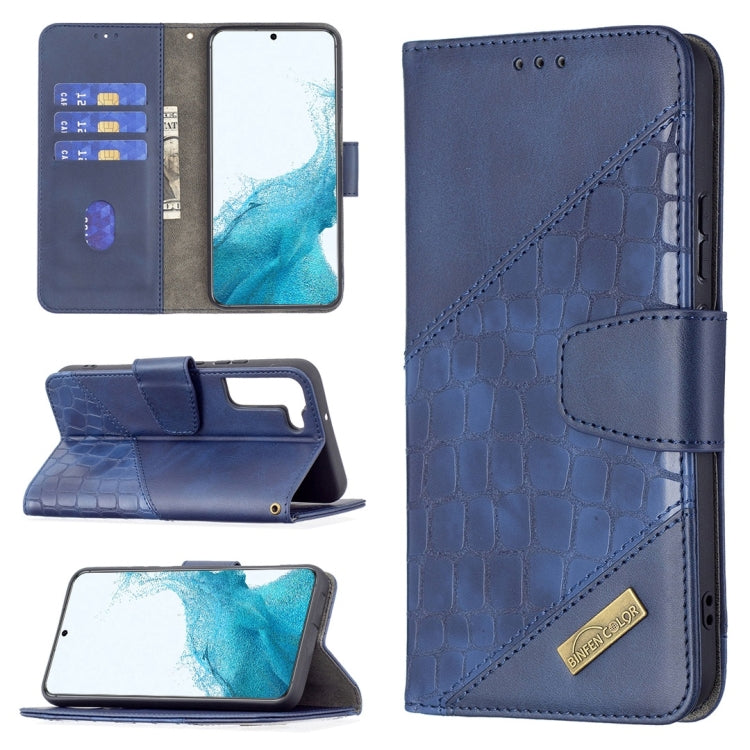 For Samsung Galaxy S22 5G Matching Color Crocodile Texture Leather Phone Case with Holder & Card Slots & Wallet