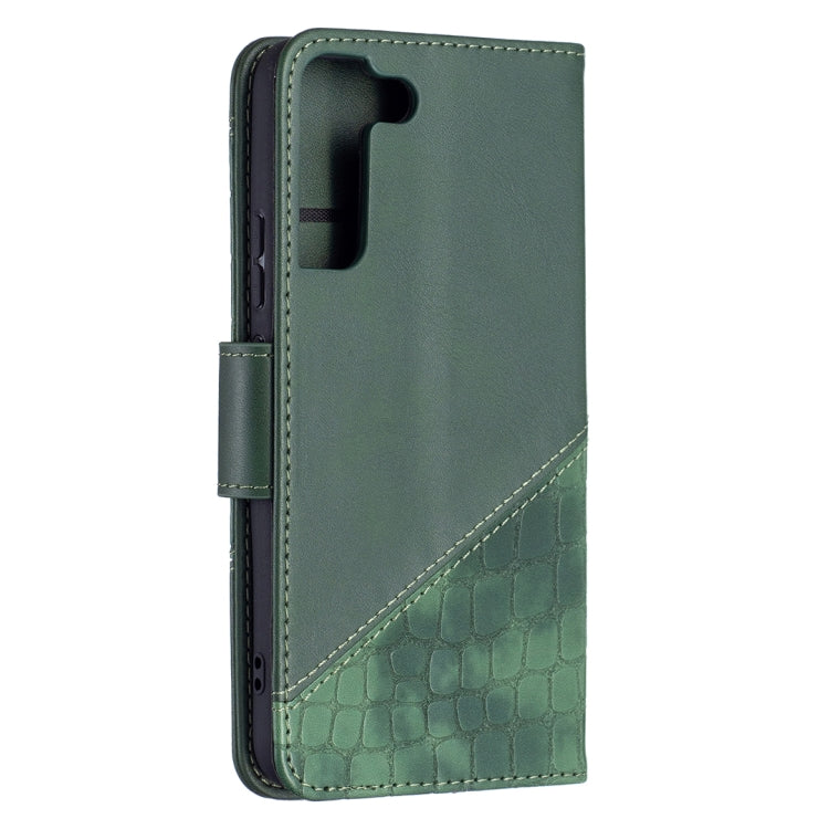 For Samsung Galaxy S22 5G Matching Color Crocodile Texture Leather Phone Case with Holder & Card Slots & Wallet