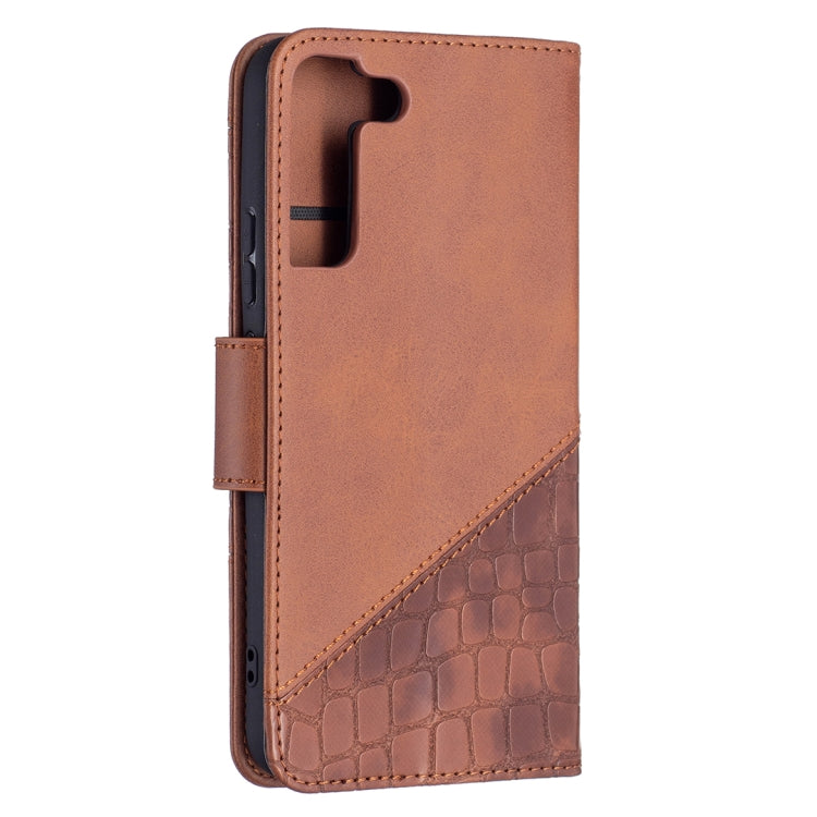 For Samsung Galaxy S22 5G Matching Color Crocodile Texture Leather Phone Case with Holder & Card Slots & Wallet