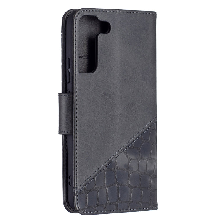 For Samsung Galaxy S22 5G Matching Color Crocodile Texture Leather Phone Case with Holder & Card Slots & Wallet