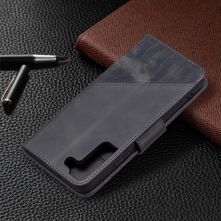 For Samsung Galaxy S22 5G Matching Color Crocodile Texture Leather Phone Case with Holder & Card Slots & Wallet