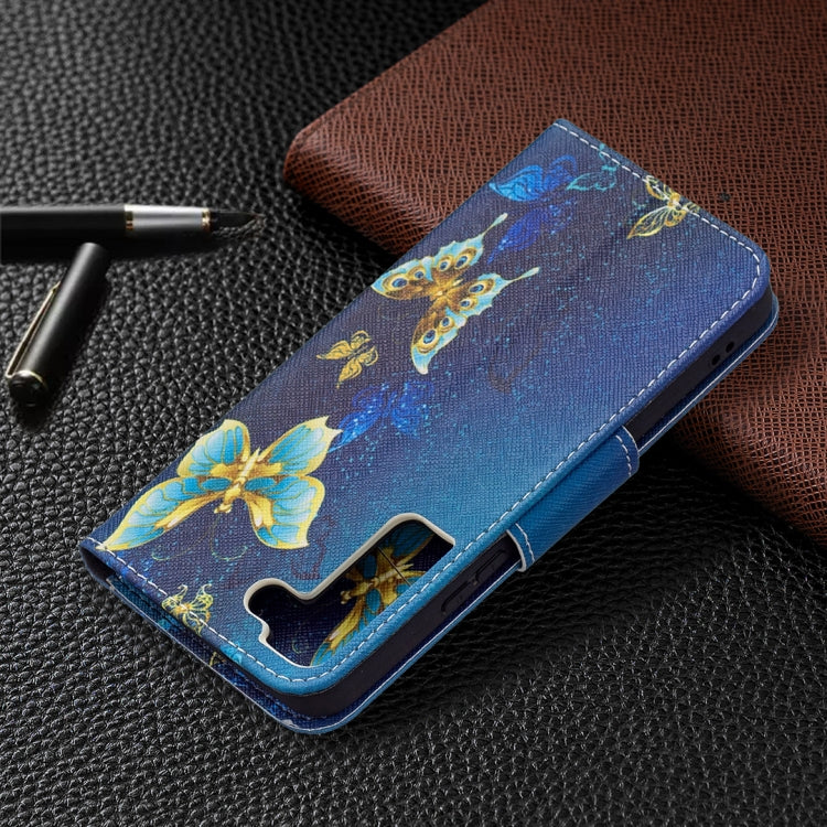 For Samsung Galaxy S22 5G Colored Drawing Pattern Horizontal Flip Phone Leather Case with Holder & Card Slots & Wallet