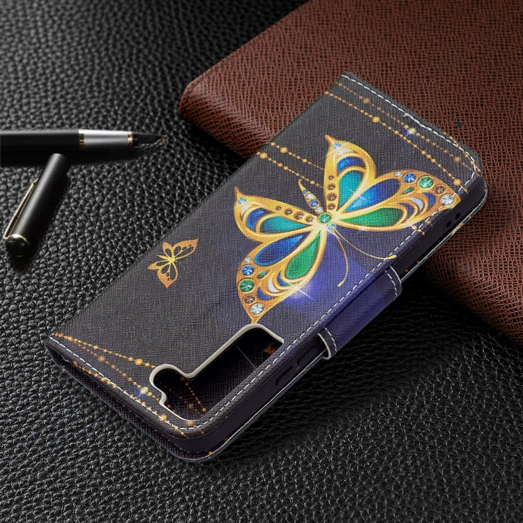 For Samsung Galaxy S22 5G Colored Drawing Pattern Horizontal Flip Phone Leather Case with Holder & Card Slots & Wallet