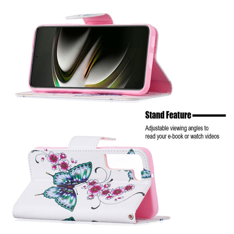 For Samsung Galaxy S22 5G Colored Drawing Pattern Horizontal Flip Phone Leather Case with Holder & Card Slots & Wallet