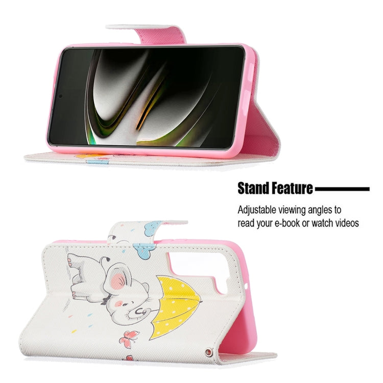For Samsung Galaxy S22 5G Colored Drawing Pattern Horizontal Flip Phone Leather Case with Holder & Card Slots & Wallet