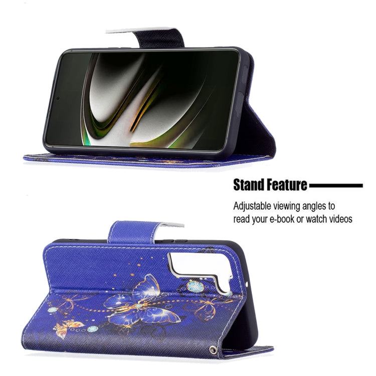 For Samsung Galaxy S22 5G Colored Drawing Pattern Horizontal Flip Phone Leather Case with Holder & Card Slots & Wallet