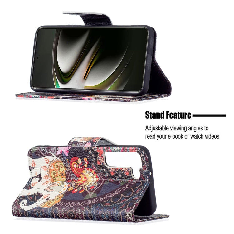 For Samsung Galaxy S22 5G Colored Drawing Pattern Horizontal Flip Phone Leather Case with Holder & Card Slots & Wallet