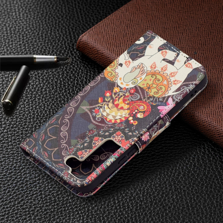 For Samsung Galaxy S22 5G Colored Drawing Pattern Horizontal Flip Phone Leather Case with Holder & Card Slots & Wallet