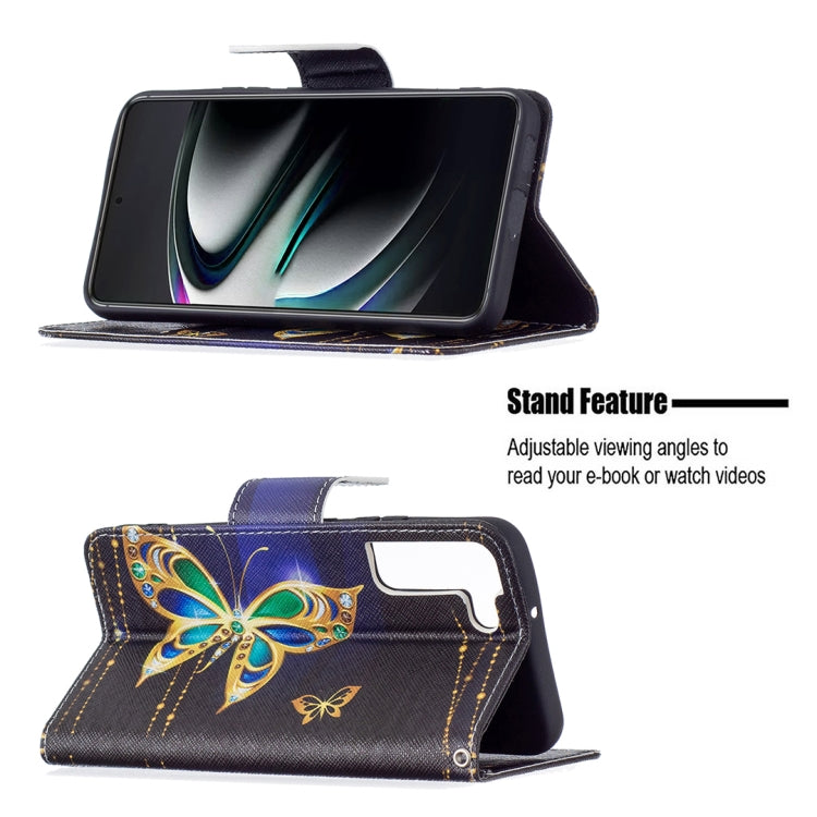 For Samsung Galaxy S22+ 5G Colored Drawing Pattern Horizontal Flip Phone Leather Case with Holder & Card Slots & Wallet