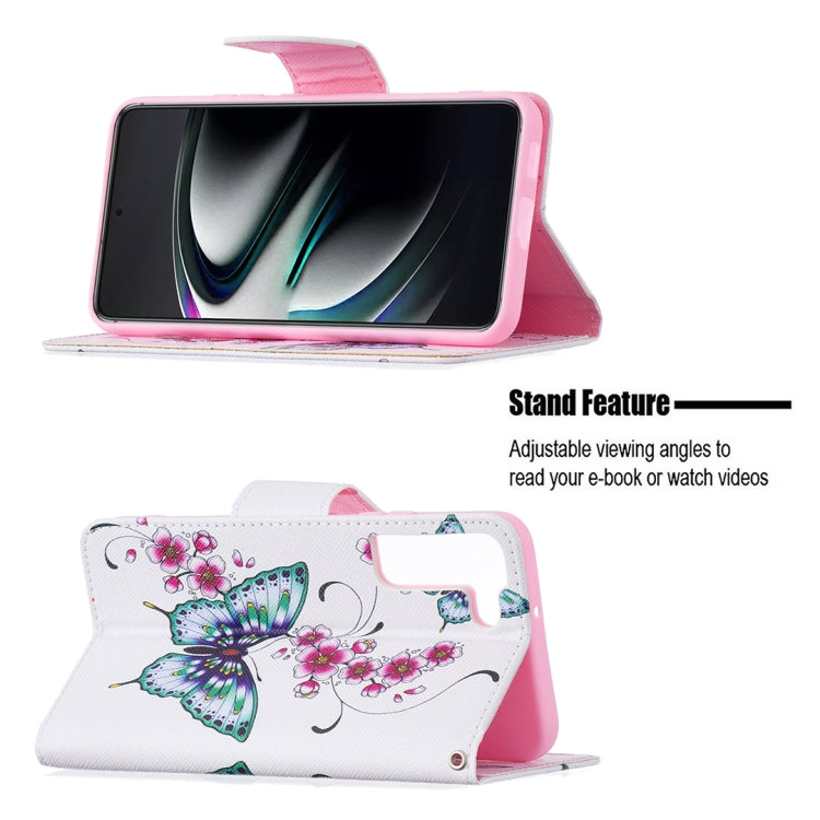 For Samsung Galaxy S22+ 5G Colored Drawing Pattern Horizontal Flip Phone Leather Case with Holder & Card Slots & Wallet