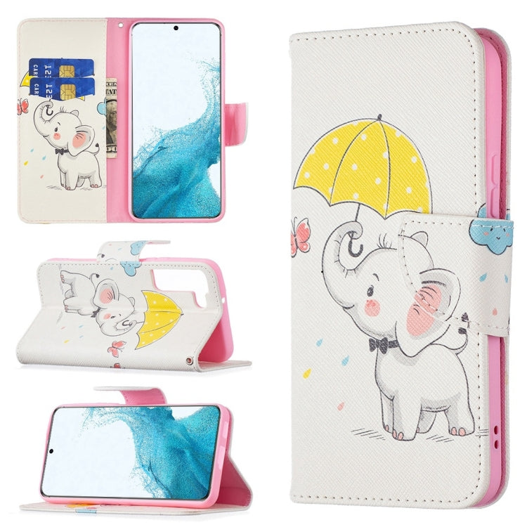For Samsung Galaxy S22+ 5G Colored Drawing Pattern Horizontal Flip Phone Leather Case with Holder & Card Slots & Wallet