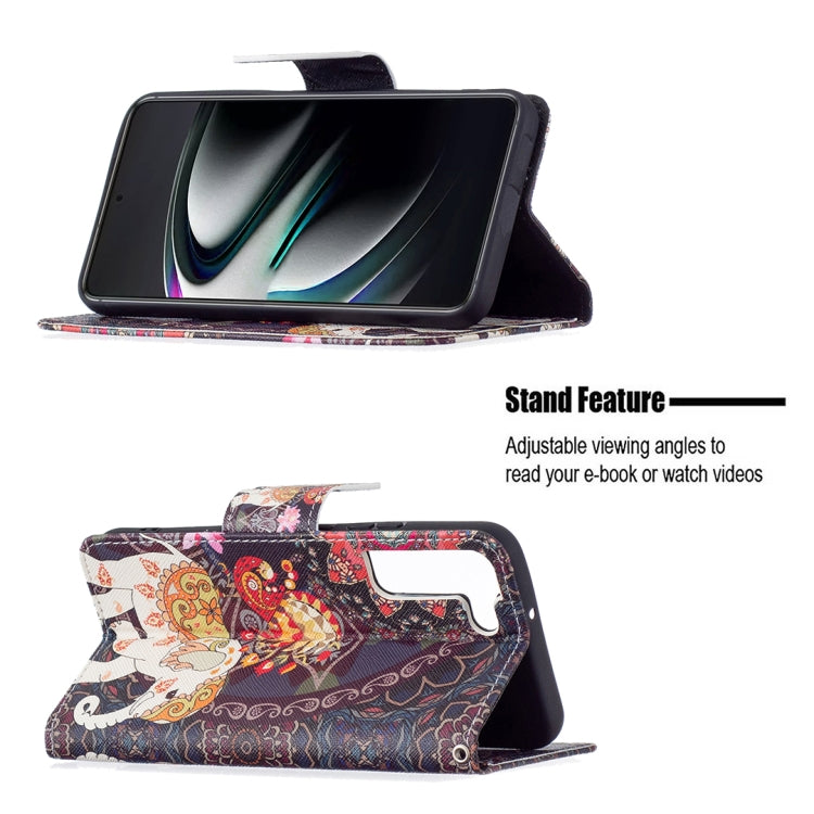 For Samsung Galaxy S22+ 5G Colored Drawing Pattern Horizontal Flip Phone Leather Case with Holder & Card Slots & Wallet