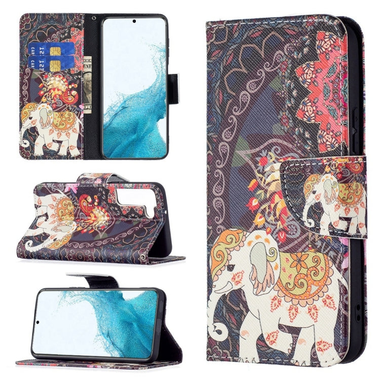 For Samsung Galaxy S22+ 5G Colored Drawing Pattern Horizontal Flip Phone Leather Case with Holder & Card Slots & Wallet