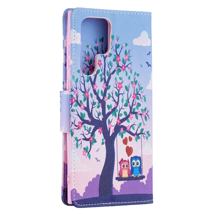 For Samsung Galaxy S22 Ultra 5G Colored Drawing Pattern Horizontal Flip Phone Leather Case with Holder & Card Slots & Wallet