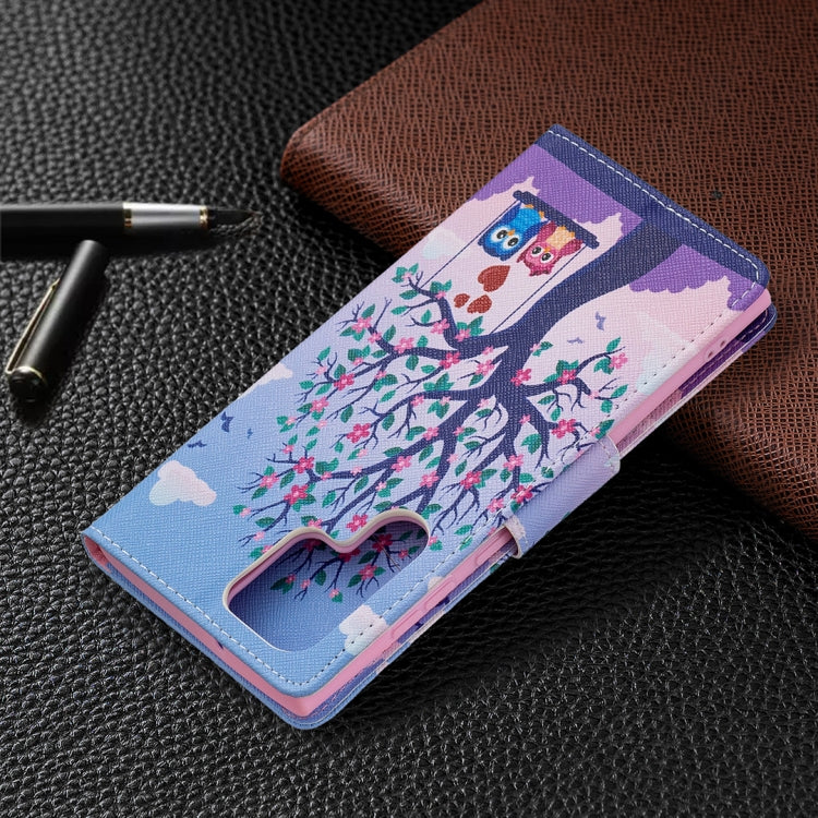 For Samsung Galaxy S22 Ultra 5G Colored Drawing Pattern Horizontal Flip Phone Leather Case with Holder & Card Slots & Wallet