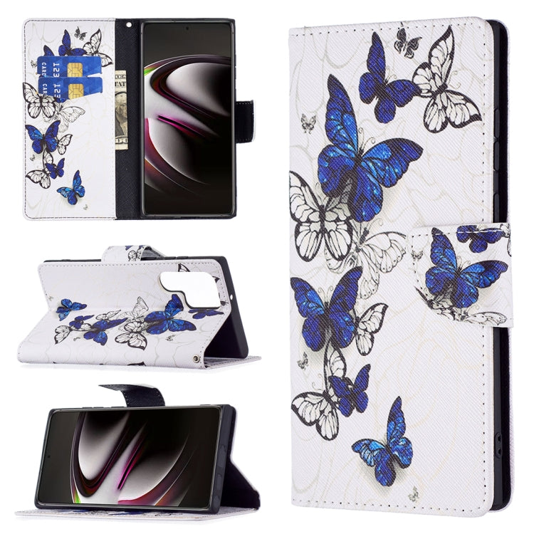 For Samsung Galaxy S22 Ultra 5G Colored Drawing Pattern Horizontal Flip Phone Leather Case with Holder & Card Slots & Wallet