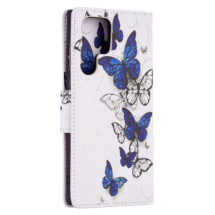 For Samsung Galaxy S22 Ultra 5G Colored Drawing Pattern Horizontal Flip Phone Leather Case with Holder & Card Slots & Wallet