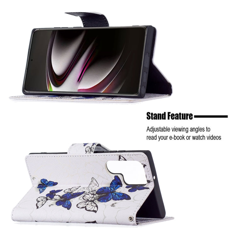 For Samsung Galaxy S22 Ultra 5G Colored Drawing Pattern Horizontal Flip Phone Leather Case with Holder & Card Slots & Wallet