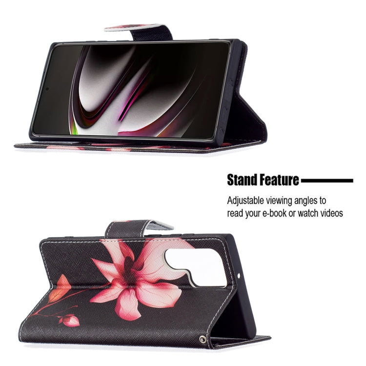 For Samsung Galaxy S22 Ultra 5G Colored Drawing Pattern Horizontal Flip Phone Leather Case with Holder & Card Slots & Wallet