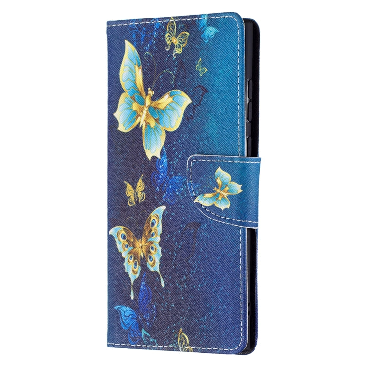 For Samsung Galaxy S22 Ultra 5G Colored Drawing Pattern Horizontal Flip Phone Leather Case with Holder & Card Slots & Wallet