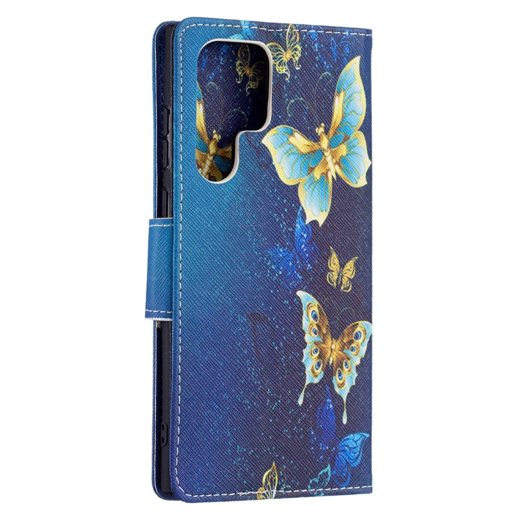 For Samsung Galaxy S22 Ultra 5G Colored Drawing Pattern Horizontal Flip Phone Leather Case with Holder & Card Slots & Wallet