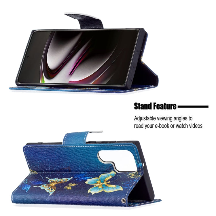 For Samsung Galaxy S22 Ultra 5G Colored Drawing Pattern Horizontal Flip Phone Leather Case with Holder & Card Slots & Wallet