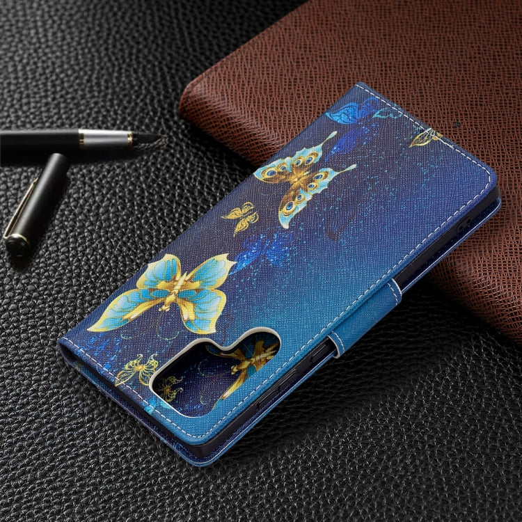 For Samsung Galaxy S22 Ultra 5G Colored Drawing Pattern Horizontal Flip Phone Leather Case with Holder & Card Slots & Wallet