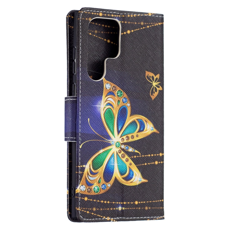 For Samsung Galaxy S22 Ultra 5G Colored Drawing Pattern Horizontal Flip Phone Leather Case with Holder & Card Slots & Wallet