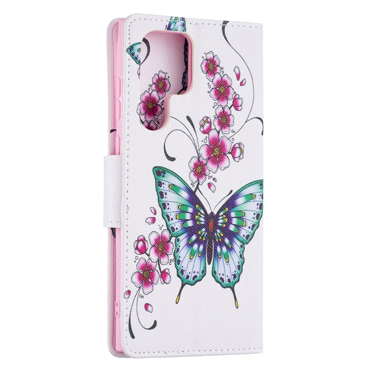 For Samsung Galaxy S22 Ultra 5G Colored Drawing Pattern Horizontal Flip Phone Leather Case with Holder & Card Slots & Wallet