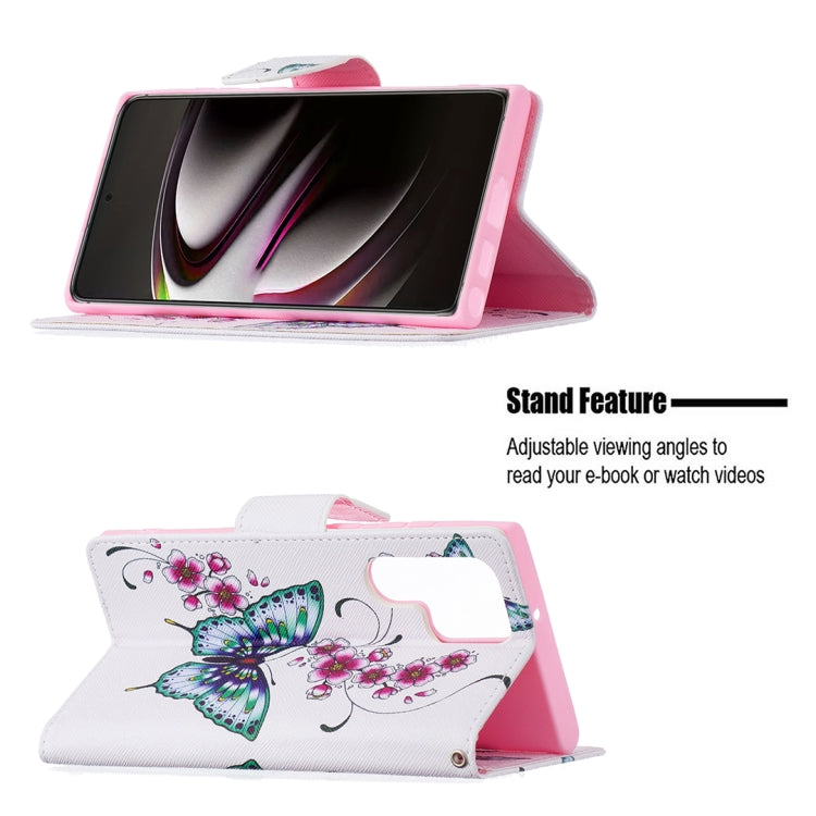 For Samsung Galaxy S22 Ultra 5G Colored Drawing Pattern Horizontal Flip Phone Leather Case with Holder & Card Slots & Wallet