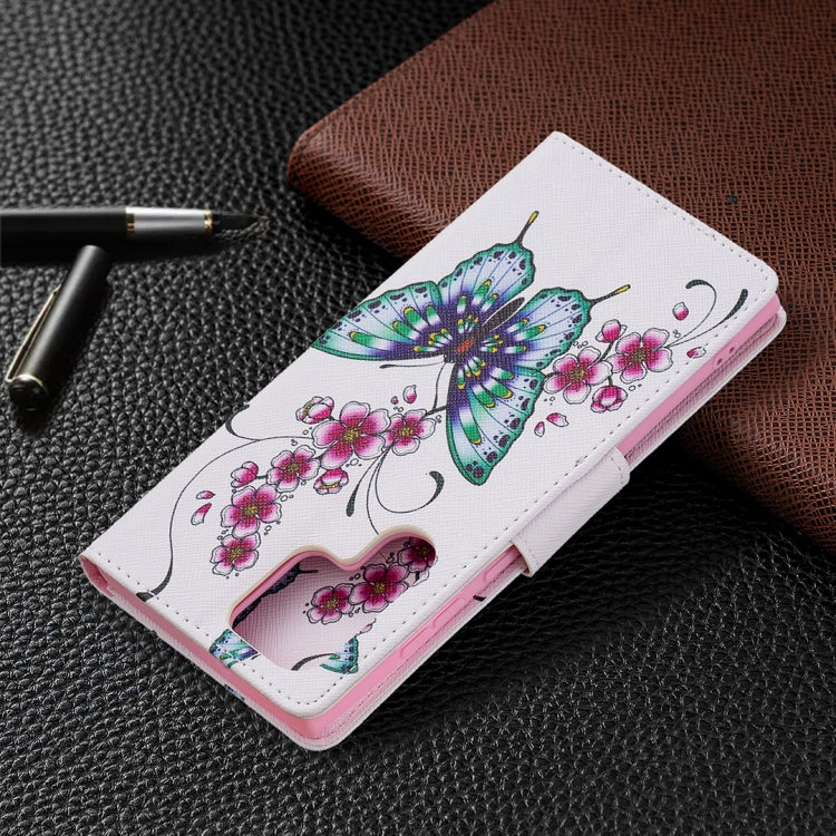For Samsung Galaxy S22 Ultra 5G Colored Drawing Pattern Horizontal Flip Phone Leather Case with Holder & Card Slots & Wallet