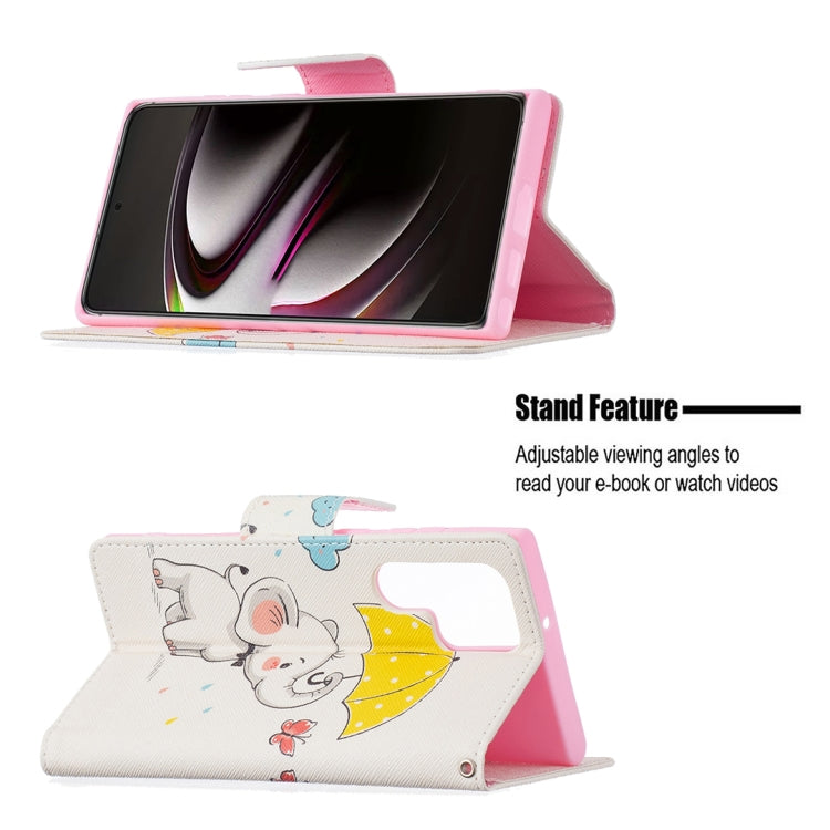 For Samsung Galaxy S22 Ultra 5G Colored Drawing Pattern Horizontal Flip Phone Leather Case with Holder & Card Slots & Wallet