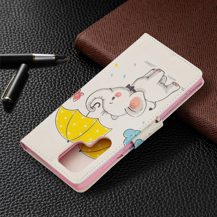 For Samsung Galaxy S22 Ultra 5G Colored Drawing Pattern Horizontal Flip Phone Leather Case with Holder & Card Slots & Wallet