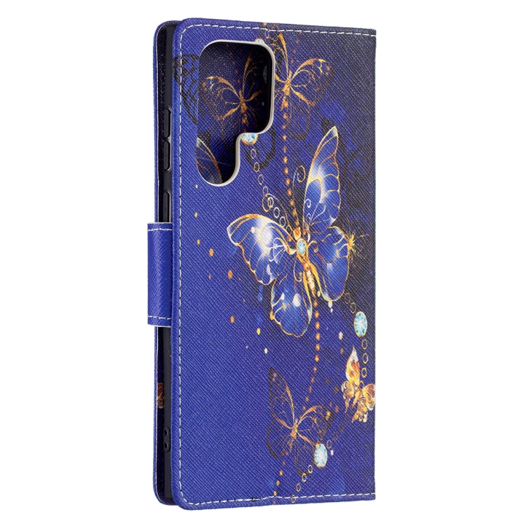 For Samsung Galaxy S22 Ultra 5G Colored Drawing Pattern Horizontal Flip Phone Leather Case with Holder & Card Slots & Wallet
