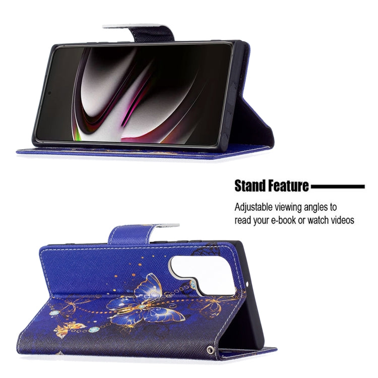 For Samsung Galaxy S22 Ultra 5G Colored Drawing Pattern Horizontal Flip Phone Leather Case with Holder & Card Slots & Wallet