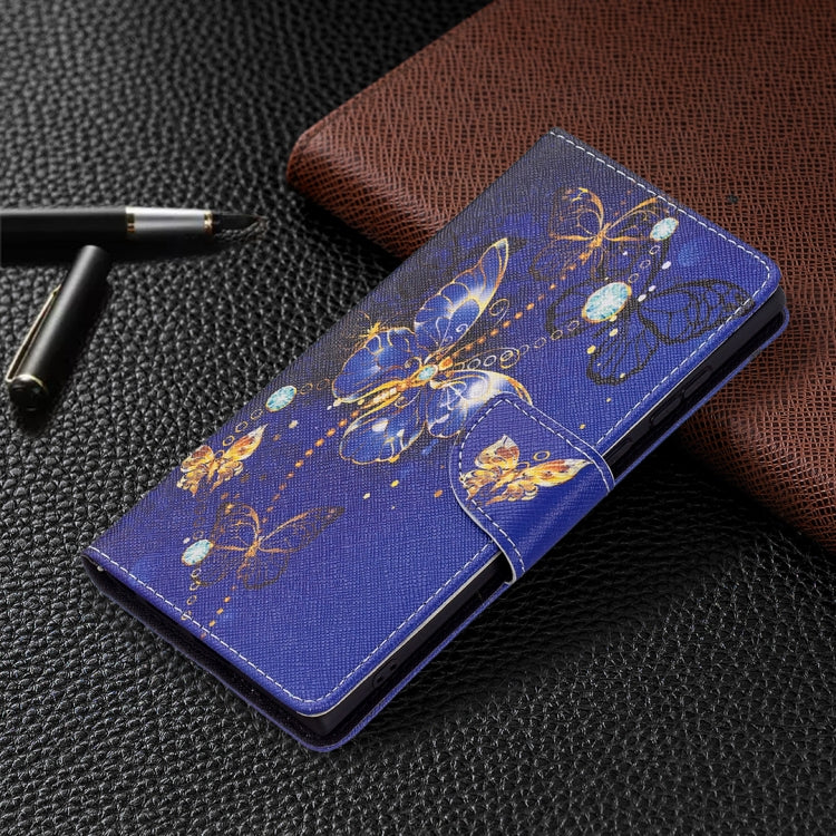 For Samsung Galaxy S22 Ultra 5G Colored Drawing Pattern Horizontal Flip Phone Leather Case with Holder & Card Slots & Wallet