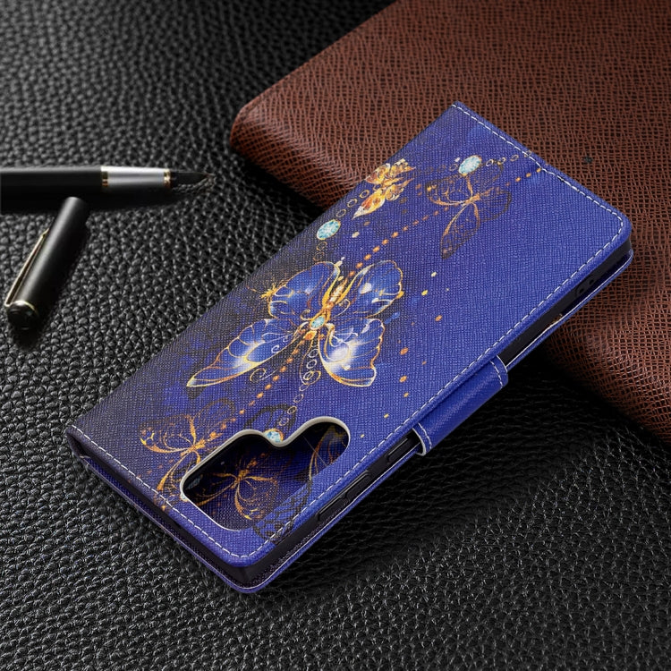 For Samsung Galaxy S22 Ultra 5G Colored Drawing Pattern Horizontal Flip Phone Leather Case with Holder & Card Slots & Wallet