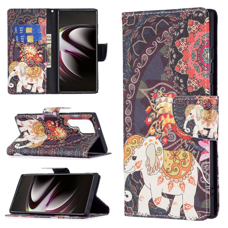 For Samsung Galaxy S22 Ultra 5G Colored Drawing Pattern Horizontal Flip Phone Leather Case with Holder & Card Slots & Wallet