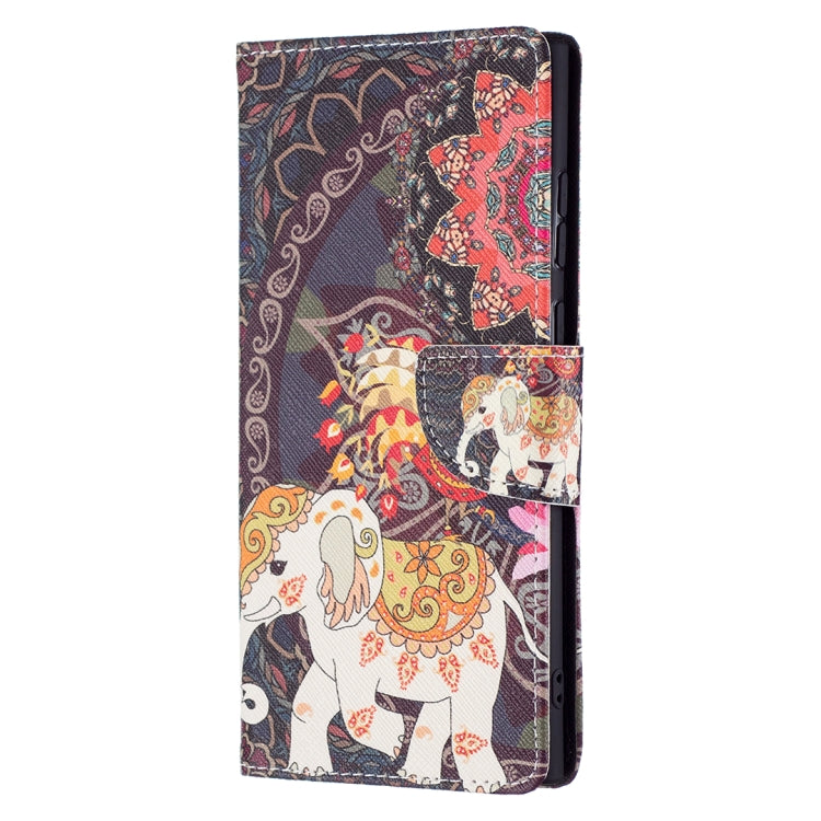 For Samsung Galaxy S22 Ultra 5G Colored Drawing Pattern Horizontal Flip Phone Leather Case with Holder & Card Slots & Wallet