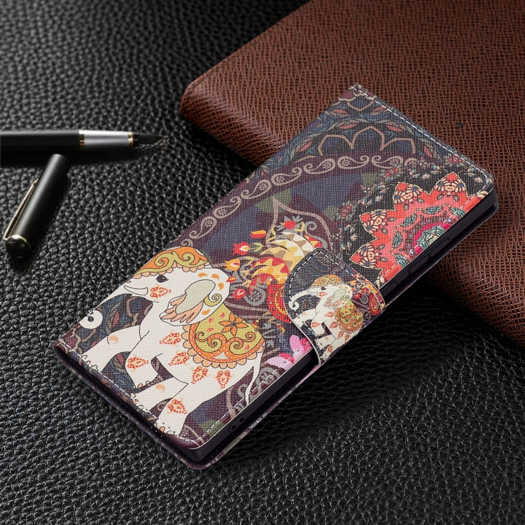 For Samsung Galaxy S22 Ultra 5G Colored Drawing Pattern Horizontal Flip Phone Leather Case with Holder & Card Slots & Wallet
