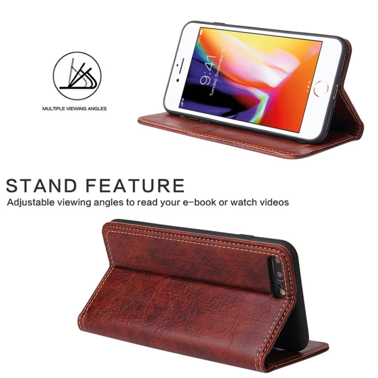 For iPhone 7 Plus / 8 Plus Retro Tree Bark Texture PU Magnetic Horizontal Flip Leather Case with Holder & Card Slots & Wallet