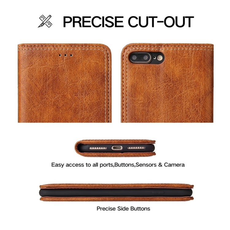 For iPhone 7 Plus / 8 Plus Retro Tree Bark Texture PU Magnetic Horizontal Flip Leather Case with Holder & Card Slots & Wallet