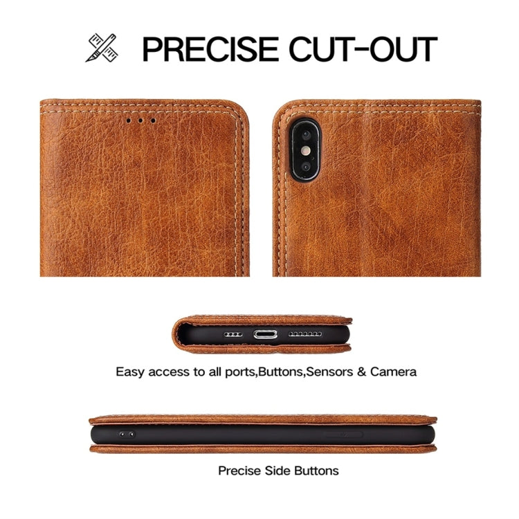 For iPhone X / XS Retro Tree Bark Texture PU Magnetic Horizontal Flip Leather Case with Holder & Card Slots & Wallet